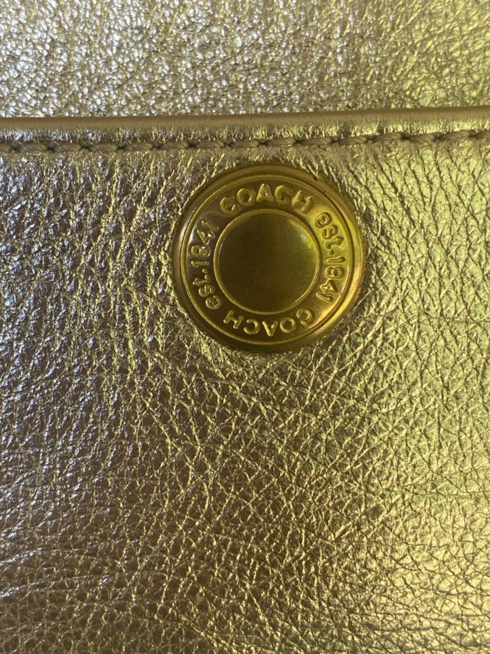 Coach Metallic Gold Leather Wristlet with Scarf Accent - Picture 8 of 8